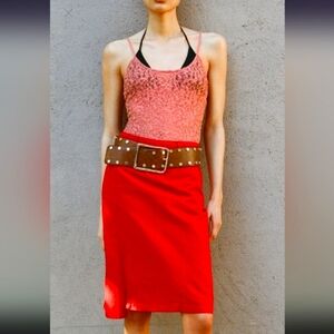 ZARA APPLE RED COTTON BLEND ASYMMETRICAL SKIRT